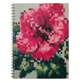 Caderno Espiral Hibisco Rosa em Cores de Pixel Suave