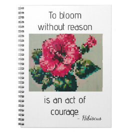 Caderno Espiral Hibisco Rosa em Pixels Suaves