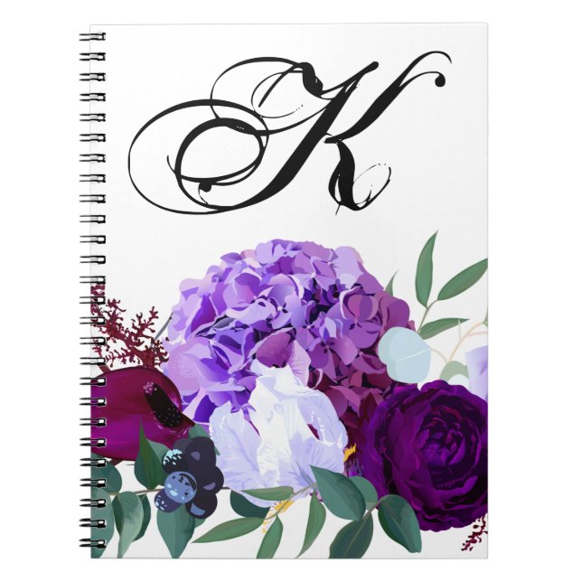 Caderno Espiral Hibiscus de Lavanda de Livro de Notas Personalizad (Frente)