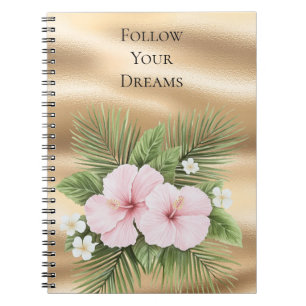 Caderno Espiral Hibiscus Floral Azul Tropical