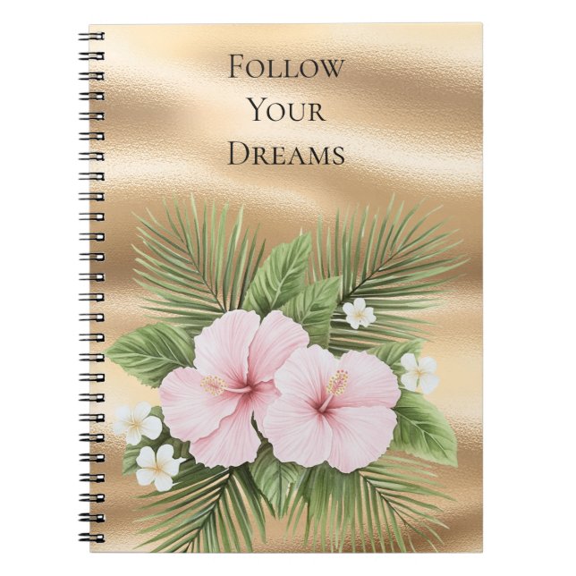 Caderno Espiral Hibiscus Floral Azul Tropical (Frente)