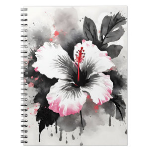 Caderno Espiral Hibiscus - Flores aquarela