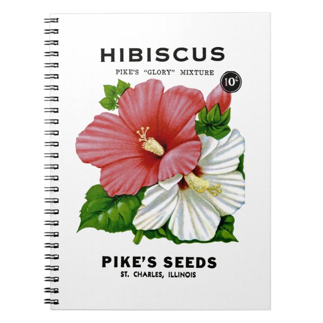 Caderno Espiral Hibiscus Vintage Seed Packet (Frente)