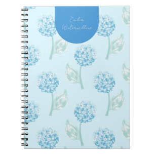 Caderno Espiral Hidrangea Pintada à Mão Grandmillennial Personaliz