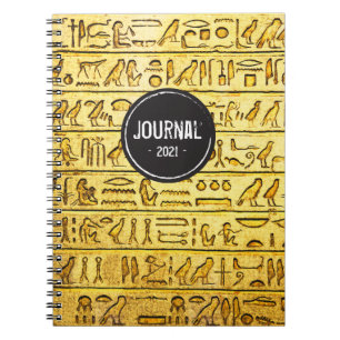 Caderno Espiral Hieróglifos Antigos Egípcios - Diário Amarelo