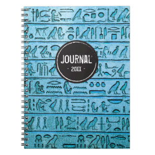 Caderno Espiral Hieróglifos Antigos Egípcios - Notebook Azul