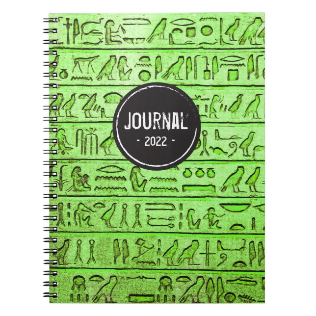 Caderno Espiral Hieróglifos Antigos Egípcios - Notebook Verde (Frente)