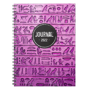 Caderno Espiral Hieróglifos Egípcios Antigos - Notebook Roxo