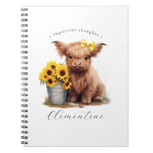 Caderno Espiral Highland Cow Sunflower Balde