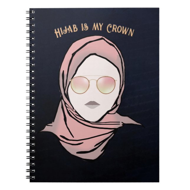 Caderno Espiral Hijab é minha ilustração popular | MARINHO (Frente)