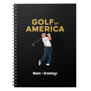 Caderno Espiral Hilarie Funny Golf da América Memória Trump Pun