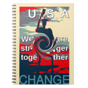 Caderno Espiral Hillary USA somos mais fortes juntos