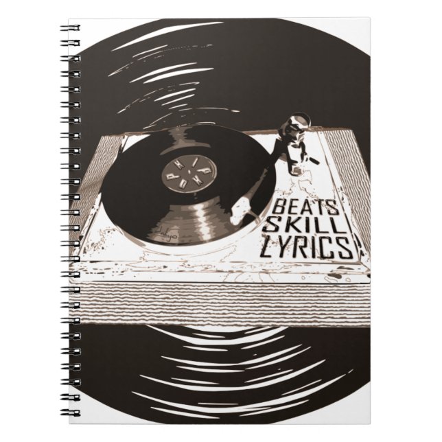 CADERNO ESPIRAL HIP HOP BEATS SKILL LYRICS ON TURNTABLE (Frente)