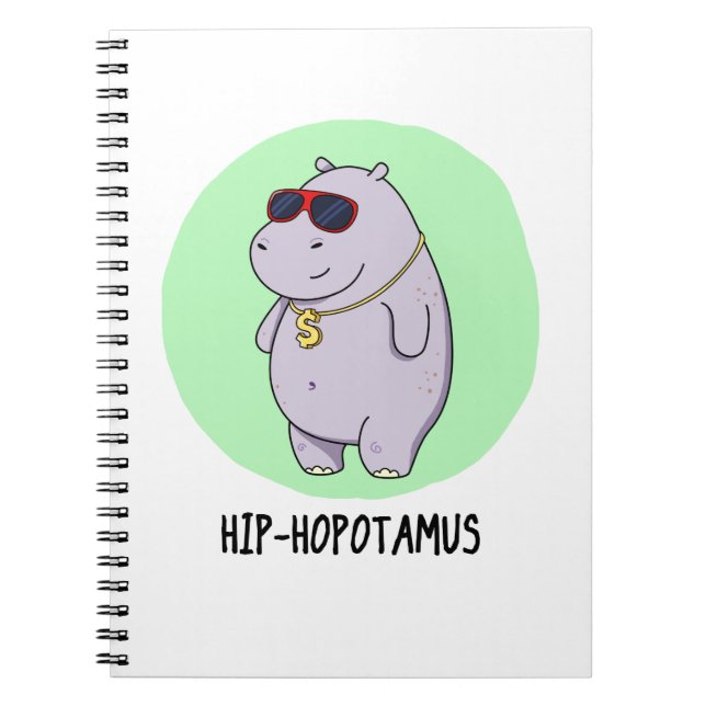 Caderno Espiral Hip-Hopotamus Piada de Hipopótamo Engraçado  (Frente)