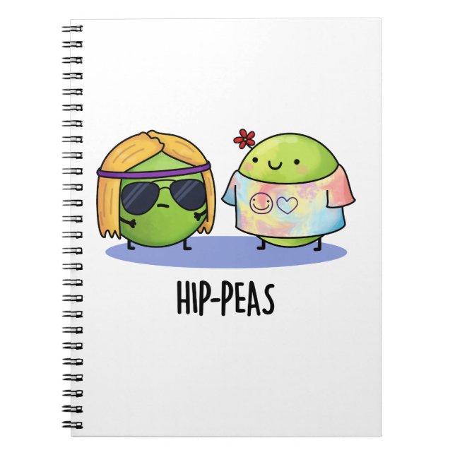 Caderno Espiral Hip-peas Ervilha Hippie Divertida Trocadilho  (Frente)