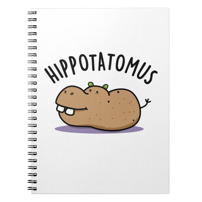 Caderno Espiral Hip-potato-mus Piada de Hipopótamo Engraçada  (Frente)