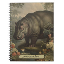 Hipopótamo Botânico Vintage, personalizável