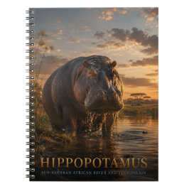 Caderno Espiral Hipopótamo Rio Africano ANIMAIS