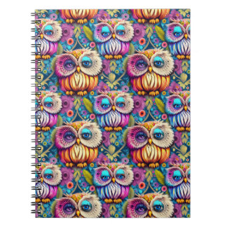 Caderno Espiral Hippie Trippy Colorful Owl