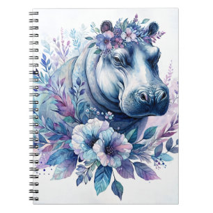 Caderno Espiral Hippo Watercolor Arte Floral