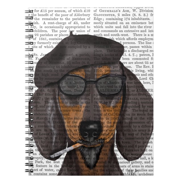 Caderno Espiral Hipster Dachshund Black e Tan (Frente)