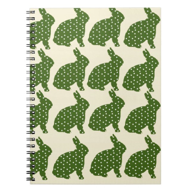 Caderno Espiral Hipster na moda de bunnies legal verdes (Frente)