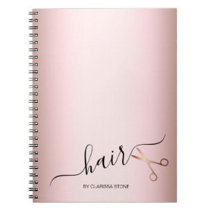 Caderno Espiral Hirestilista de tesouras de ouro rosa