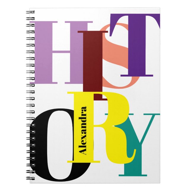 Caderno Espiral "HISTÓRIA" colorida personalizada (Frente)
