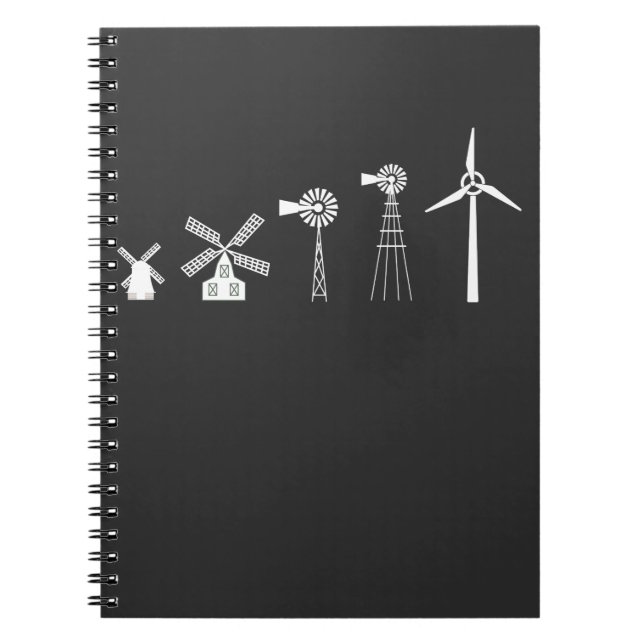Caderno Espiral História do Vento Turbina Ambiente de Energia Limp (Frente)