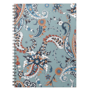 Caderno Espiral Historial de tendências sem costura com paisley n