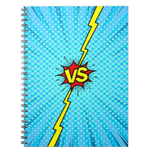 Caderno Espiral Histórias em quadrinhos versus fundo, estilo cláss