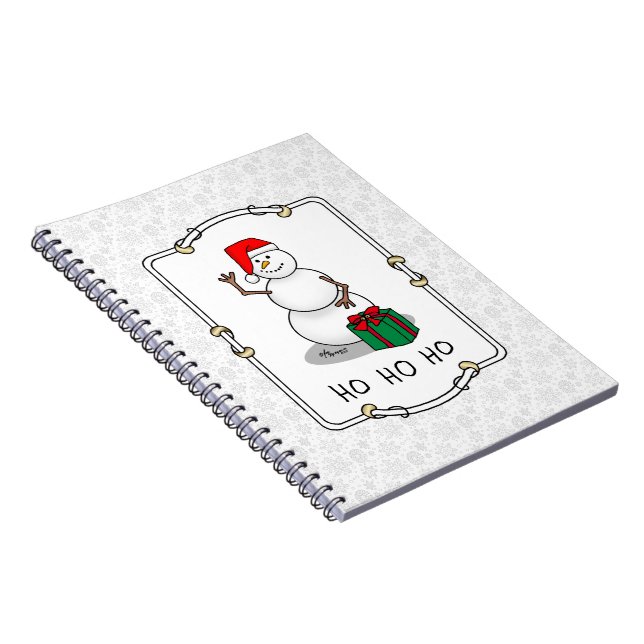 Caderno Espiral Ho Ho Feliz Papais noeis de Natal Bonito Snowman (Lado Direito)