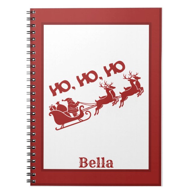 Caderno Espiral HO.HO.HO Christmas Santa Sleigh With Reindeer  (Frente)