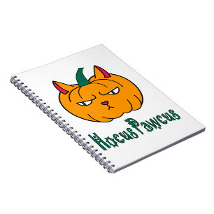 Caderno Espiral Hocus pawcus Halloween abóbora gato gengibre magia