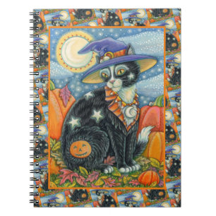 CADERNO ESPIRAL HOCUS POCUS BLACK CAT WITCH & MOUSE HALLOWEEN