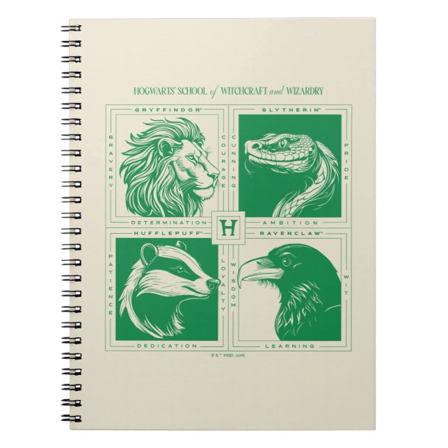 Caderno Espiral HOGWARTS™ House Animal Grid (Frente)