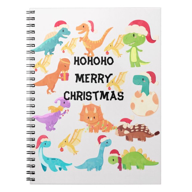 Caderno Espiral HoHoHo Feliz Natal Dinossauro   (Frente)