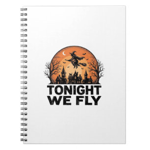 Caderno Espiral Hoje à Noite Voamos Camisa Vintage Witch Halloween