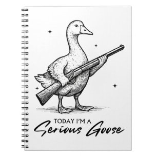 Caderno Espiral Hoje eu sou um ganso de ganso sério com arma