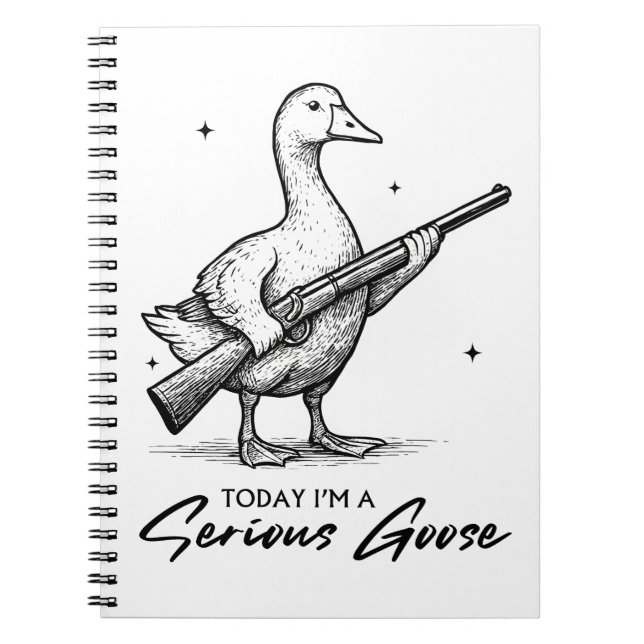 Caderno Espiral Hoje eu sou um ganso de ganso sério com arma (Frente)