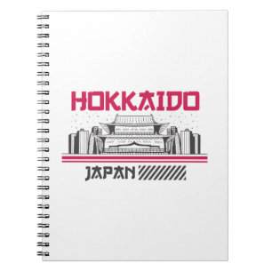 Caderno Espiral Hokkaido Japão Templo Retro Paisagem Urbana Viagem