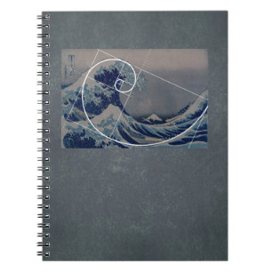 Caderno Espiral Hokusai encontra Fibonacci, relação dourada