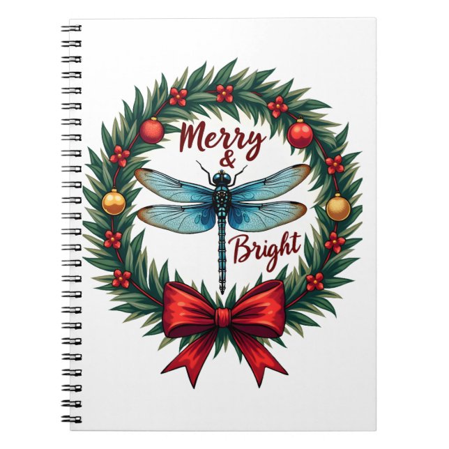 Caderno Espiral Holiday Wreath Dragonfly (Frente)