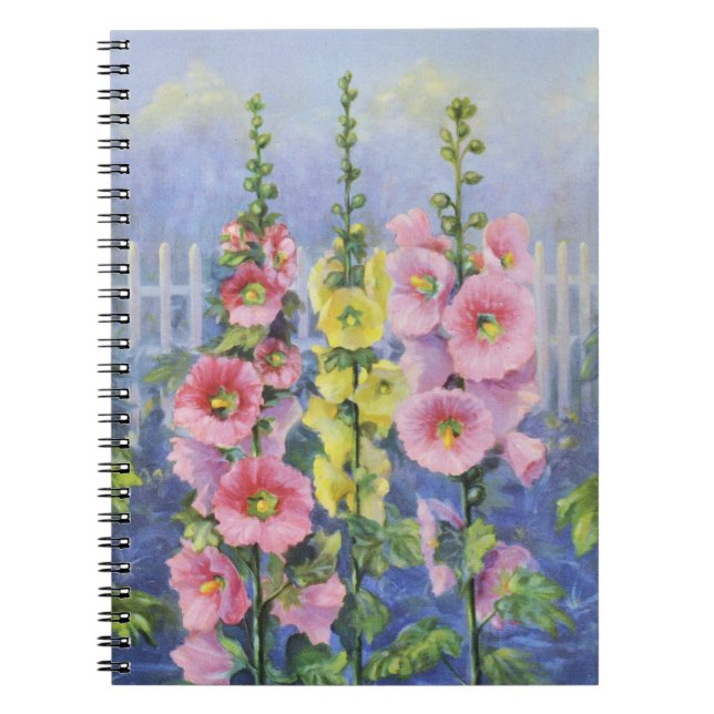 Caderno Espiral Hollyhock rosa e amarelo por Cargill, 1937 (Frente)