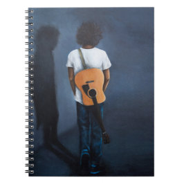 Caderno Espiral "Homem com Violão" notebook azul e preto