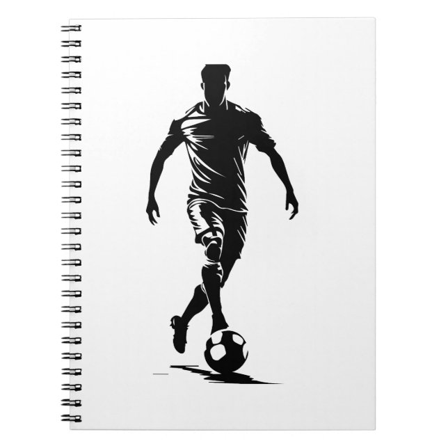 Caderno Espiral Homem de futebol com design de bola. (Frente)