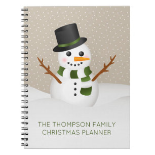 Caderno Espiral Homem de Neve Adorável com Título Personalizado no