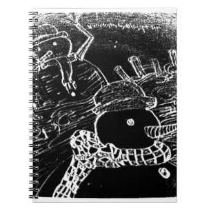Caderno Espiral Homem de neve e Yaie no Natal preto