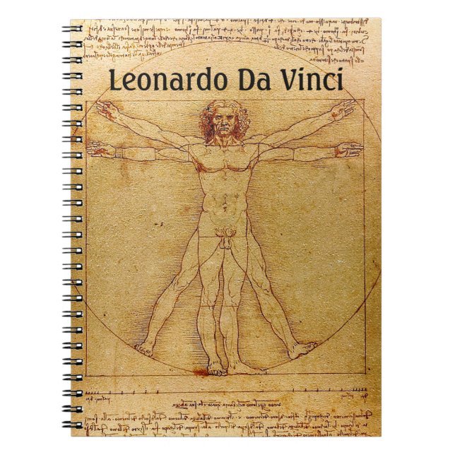 Caderno Espiral Homem de Vitruvian por Leonardo da Vinci (Frente)