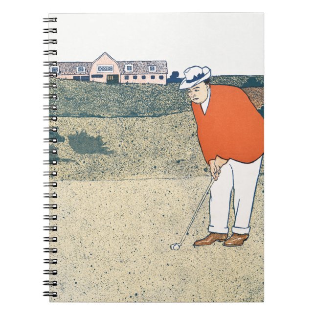 Caderno Espiral Homem jogando Golf por Edward Penfield. (Frente)